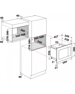 Mikrolaineahi whirlpool, integreeritav, 20 l, 1000/800 w, must/rv teras-foto2