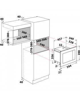 Mikrolaineahi whirlpool, integreeritav, 20 l, 1000/800 w, must/rv teras-foto2