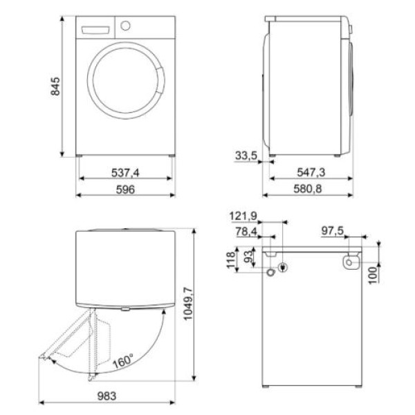 Pesumasin smeg, eestlaetav, 10 kg, 1400 p/min, a, valge