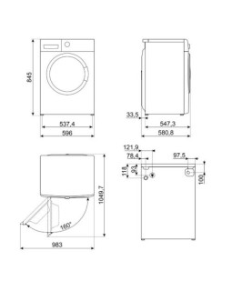 Pesumasin smeg, eestlaetav, 9 kg, 1600 p/min, a, valge-foto2