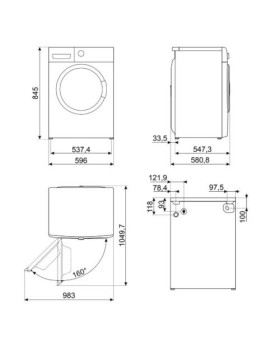 Pesumasin smeg, eestlaetav, 9 kg, 1600 p/min, a, valge-foto2