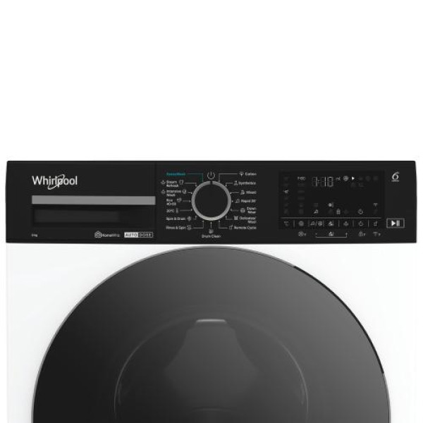 Pesumasin whirlpool, eestlaetav, 8 kg, 1400 p/min, inverter, valge/must