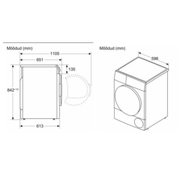 Kuivati bosch, seeria 8, soojuspumbaga, 9 kg, valge