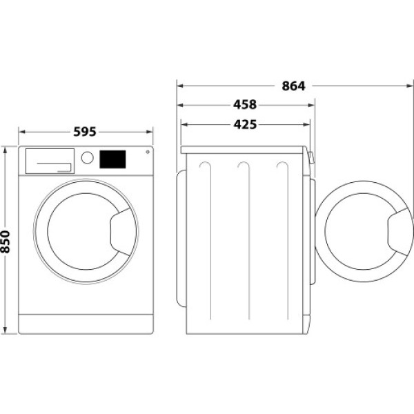 Pesumasin whirlpool, eestlaetav, inverter, 6 kg, 1200 p/min, valge/must Kodumasinad