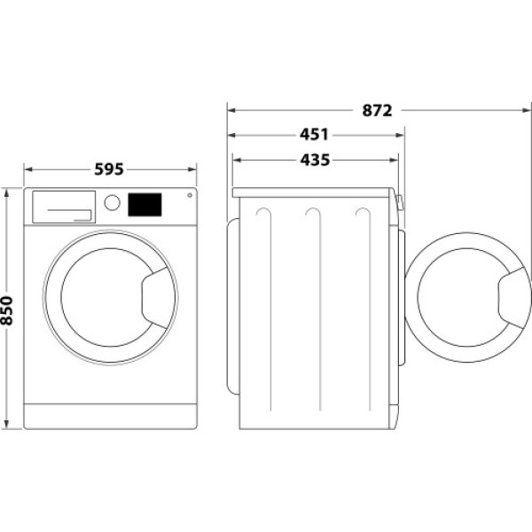 Pesumasin whirlpool, eestlaetav, inverter, aur, 7 kg, 1200 p/min, valge/must Kodumasinad