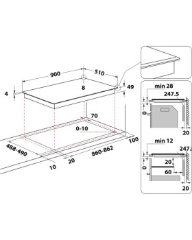 Pliidiplaat whirlpool, 5 x induktsioon, flexi tsoon, 90 cm, must-foto4