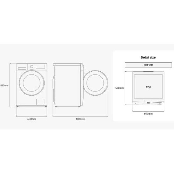 Pesumasin samsung, eestlaetav, 9 kg, 1400 p/min, inverter, must