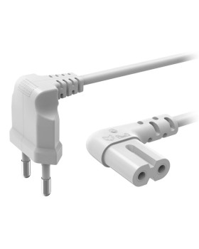 Voolukaabel hama 2-pin 90° 3m, valge