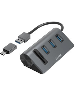Usb jagaja hama 5 pesa 3xusb-a + sd + microsd