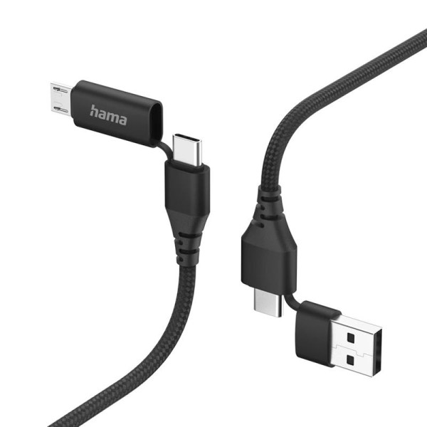 Cable hama 4-in-1 usb-c/usb-a/usb-c/micro-usb 1.5 m, black Cable hama 4-in-1 usb-c/usb-a/usb-c/micro-usb 1.5 m, black