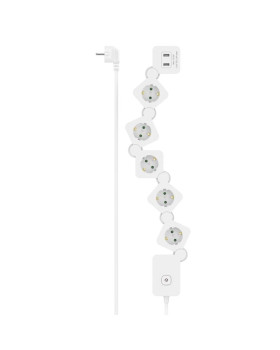 Pikendusj. hama 5-ways, usb, 12w, flexible, 1.4m, white