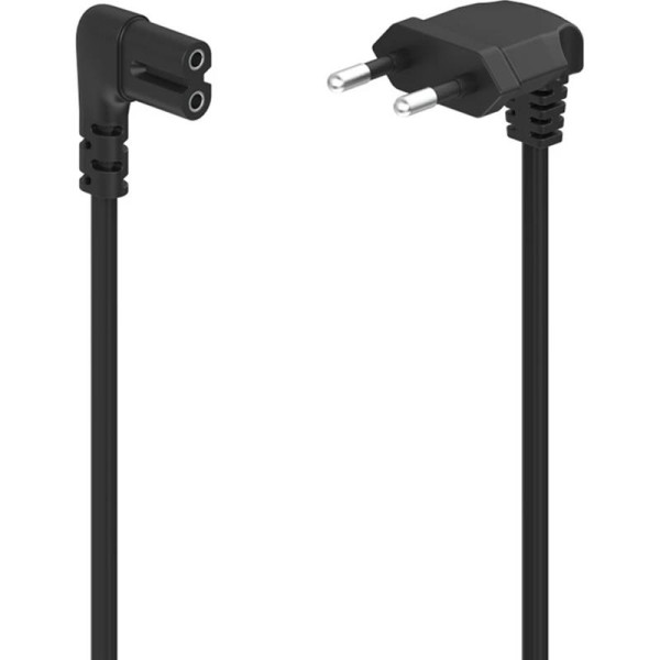 Voolukaabel hama 2-pin 90° 3m, black