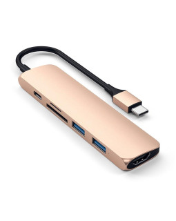 USB Jagaja Satechi USB-C Multiport HDMI/2xUSB3/SD Kuldne