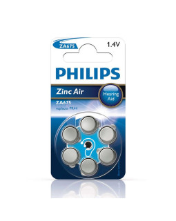 Patarei Philips ZA675 1.4 V 6 tk Zinc Air (PR44)