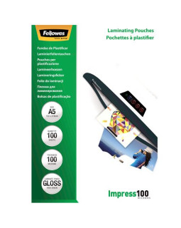 A5 glossy 100 micron laminating pouch - 100 pack