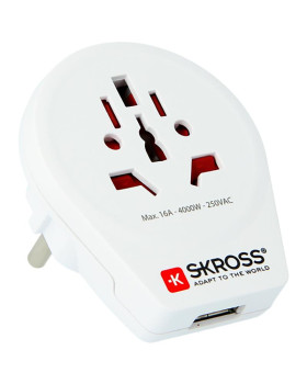 Reisiadapter skross euroopa + usb 1.500266 Reisiadapter skross euroopa + usb 1.500266