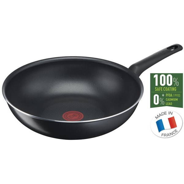 Tefal simple cook 28 cm vokkpann, aluminum, must