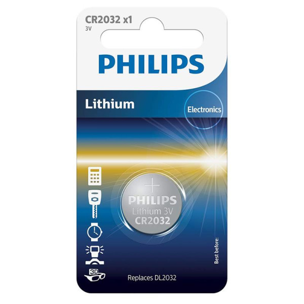 Patarei philips cr2032 3 v lithium