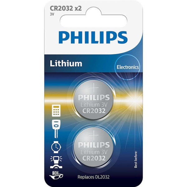 Patarei philips cr2032 3 v lithium 2 tk