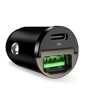 Autolaadija puro mini usb-c/usb 30w, must