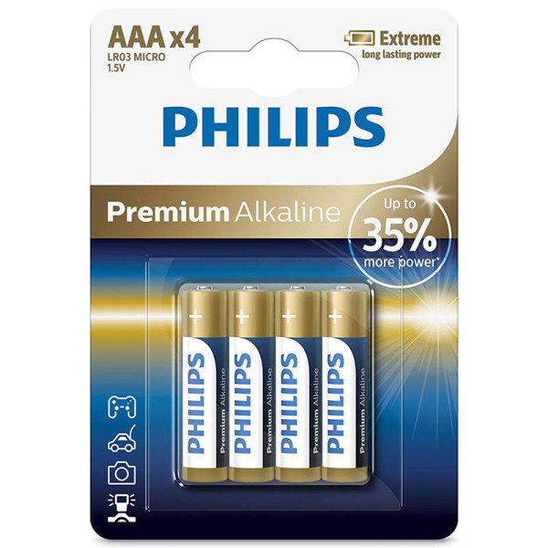 Patarei philips lr03m aaa 4 tk premium alkaline