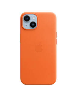 Iphone 14 leather case with magsafe - orange
