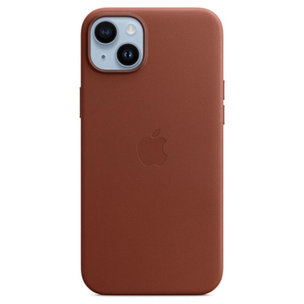 Iphone 14 plus leather case with magsafe - umber