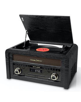 Muusikakeskus muse, retro, cd/usb,bt, vinüül, must