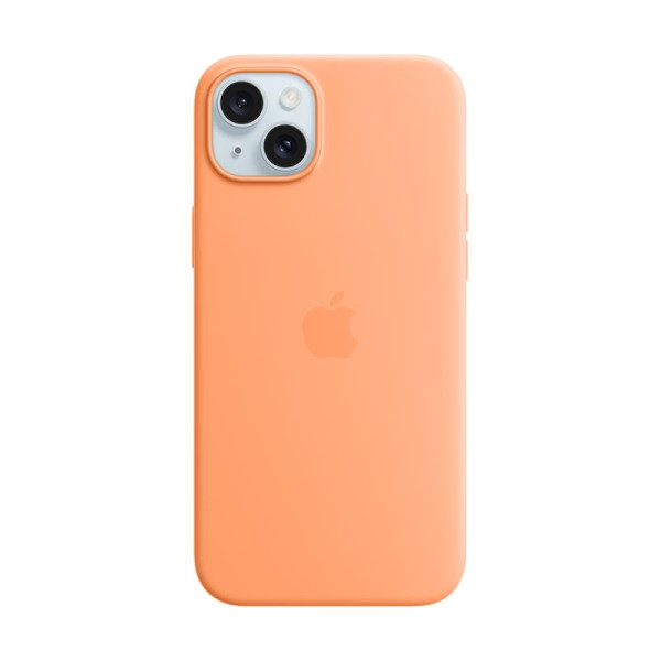 Iphone 15 plus silicone case with magsafe - orange sorbet