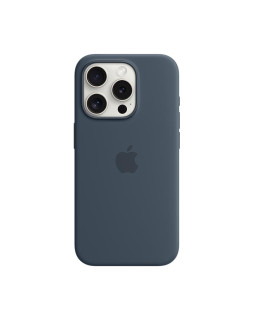 Iphone 15 pro silicone case with magsafe - storm blue