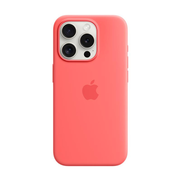 Iphone 15 pro silicone case with magsafe - guava