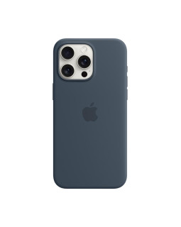 Iphone 15 pro max silicone case with magsafe - storm blue