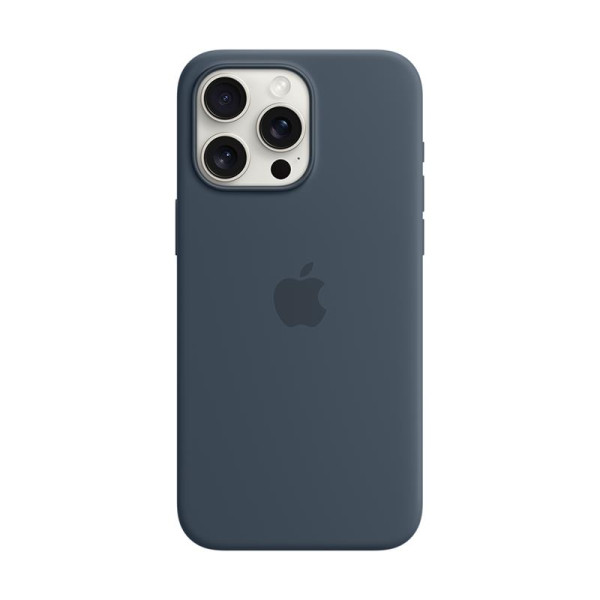 Iphone 15 pro max silicone case with magsafe - storm blue
