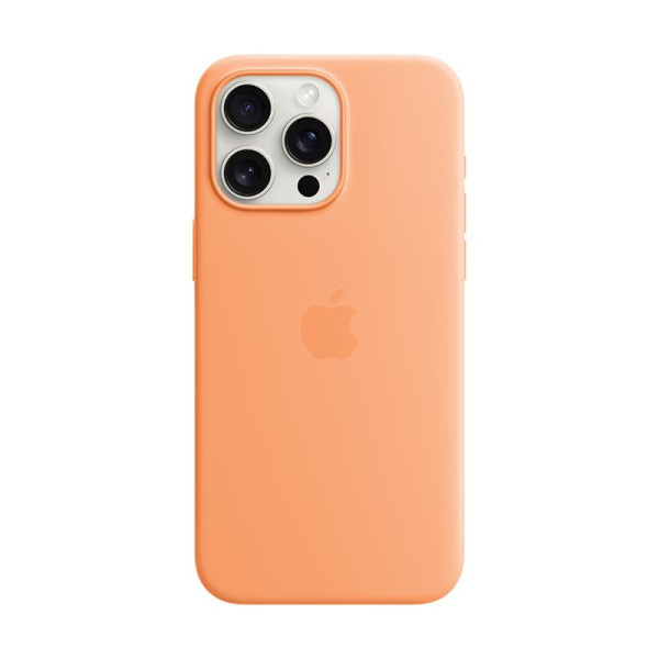 Iphone 15 pro max silicone case with magsafe - orange sorbet