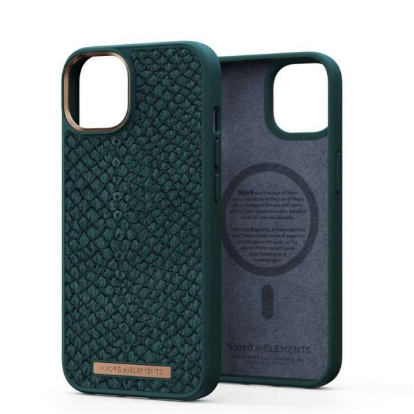 Njord  salmon leather magsafe case iphone 14 (green)