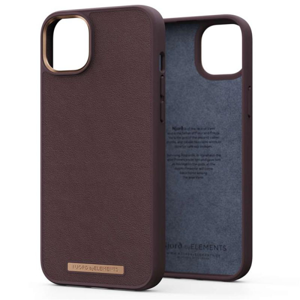 Njord  genuine leather case for iphone 14 plus (brown)