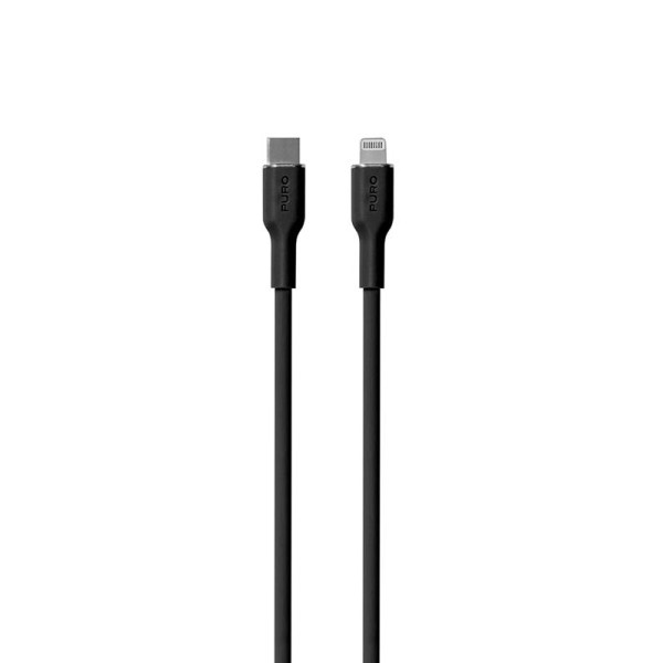 Kaabel puro soft usb-c/lightning 1,5m, must