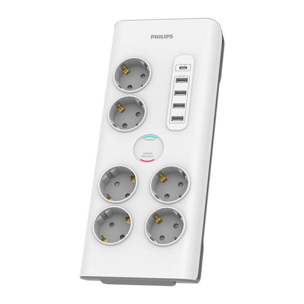 Pingekaitse philips, 6 outlets, 1xusb-c + 4xusb-a, 2m