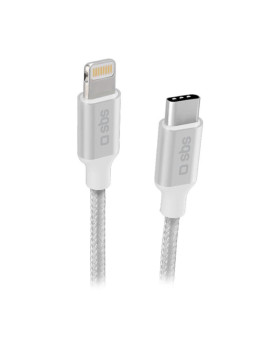 Cable sbs braided usb-c/lightning 1m silver Cable sbs braided usb-c/lightning 1m silver