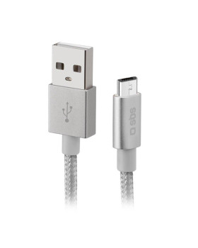 Cable sbs braided usb/microusb 1m silver