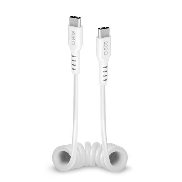 Cable sbs coiled usb-c/usb-c 17-100cm white