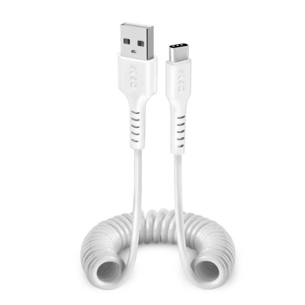 Cable sbs coiled usb/usb-c 17-100cm white