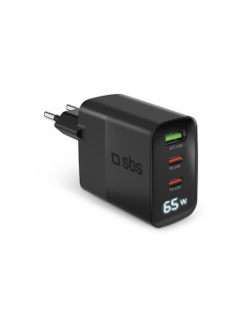 Charger sbs gan 65w, 2xusb-c + usb, lcd, black Charger sbs gan 65w, 2xusb-c + usb, lcd, black
