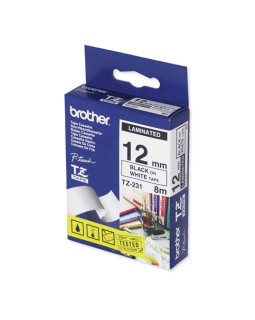 Lint brother tze231 12mm must/valge 8m