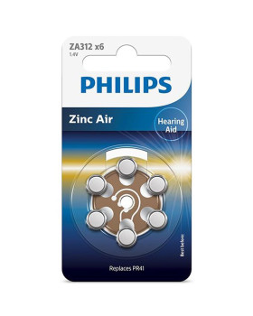Patarei philips za312 1.4 v 6 tk zinc air (pr41)