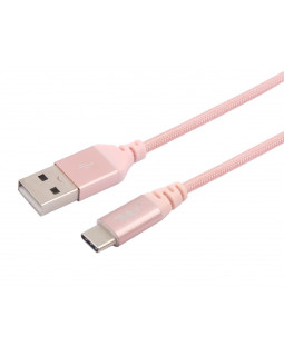 Tellur Data cable, USB to Type-C, made with Kevlar, 3A, 1m rose gold