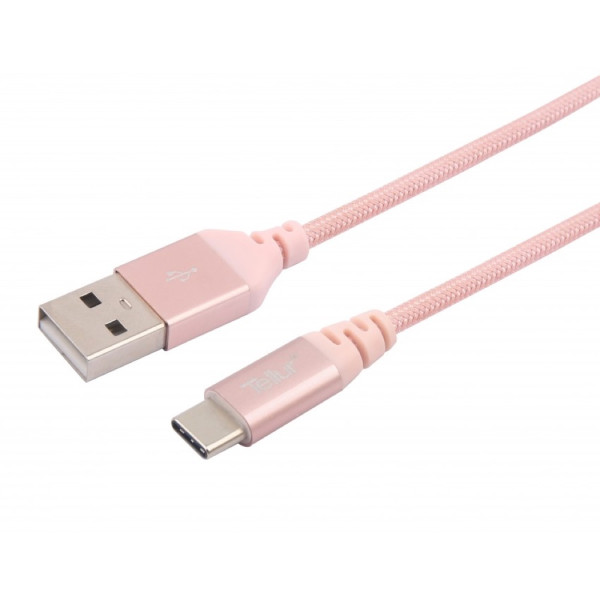 Tellur Data cable, USB to Type-C, made with Kevlar, 3A, 1m rose gold Muu