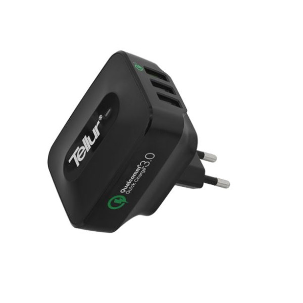 Tellur AC charger QC 3.0, 3*USB ports (1 port QC 3.0 & 2 USB port 2.4A) black Laadijad