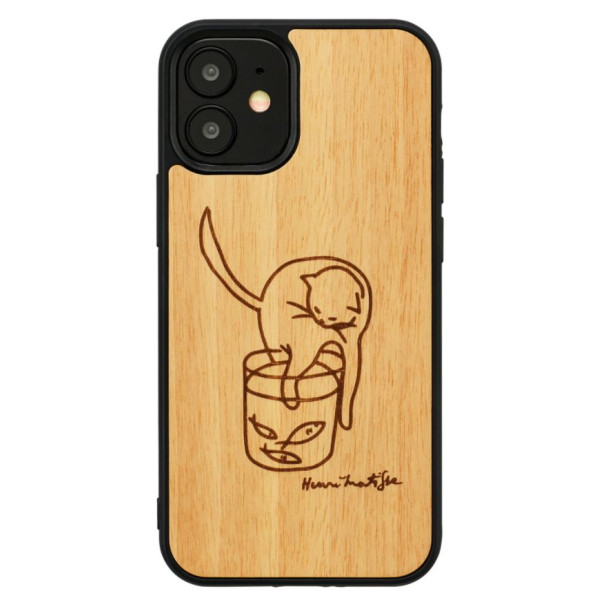 MAN&WOOD case for iPhone 12 mini cat with red fish Mobiili ümbrised