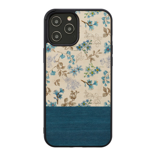 MAN&WOOD case for iPhone 12/12 Pro blue flower black Mobiili ümbrised